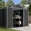 Palram - Canopia Rubicon 6x10 Apex Dark Grey Plastic Shed With Floor -Gardens and Outdoor palram canopia rubicon 6x10 apex dark grey plastic shed with floor7290108603415 01i BQ
