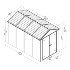 Palram - Canopia Rubicon 6x10 Apex Dark Grey Plastic Shed With Floor -Gardens and Outdoor palram canopia rubicon 6x10 apex dark grey plastic shed with floor7290108603415 01t BQ