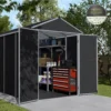 Palram - Canopia Rubicon 6x12 Apex Dark Grey Plastic Shed With Floor -Gardens and Outdoor palram canopia rubicon 6x12 apex dark grey plastic shed with floor7290108603422 01i BQ