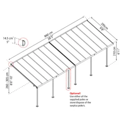 Palram - Canopia Sierra Grey Non-retractable Awning, (L)8.6m (H)3.05m (W)2.95m -Gardens and Outdoor palram canopia sierra grey non retractable awning l 8 6m h 3 05m w 2 95m7290108130621 01t bq