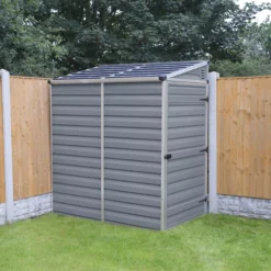 Palram - Canopia Skylight 4x6 Pent Dark Grey Plastic Shed With Floor -Gardens and Outdoor palram canopia skylight 4x6 pent dark grey plastic shed with floor7290108132717 02i BQ