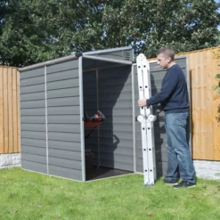 Palram - Canopia Skylight 4x6 Pent Dark Grey Plastic Shed With Floor -Gardens and Outdoor palram canopia skylight 4x6 pent dark grey plastic shed with floor7290108132717 03i BQ