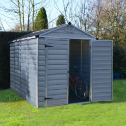 Palram - Canopia Skylight 6x10 Apex Dark Grey Plastic Shed With Floor -Gardens and Outdoor palram canopia skylight 6x10 apex dark grey plastic shed with floor7290103124076 02i BQ