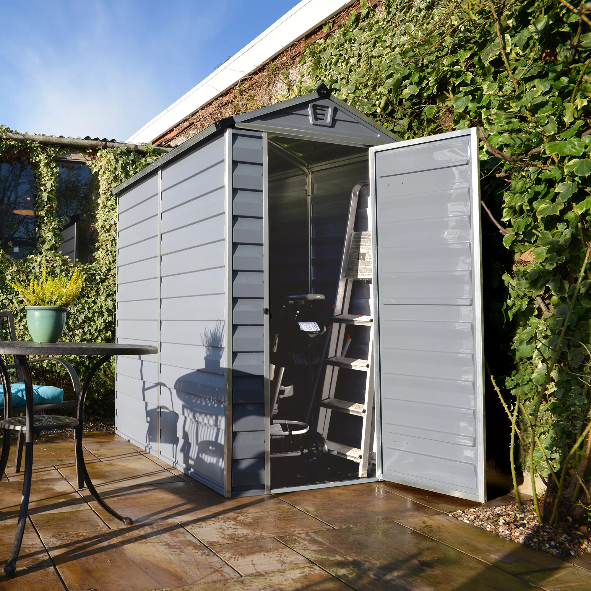 Palram - Canopia Skylight 6x4 Apex Dark Grey Plastic Shed With Floor 7 Palram - Canopia Skylight 6x4 Apex Dark Grey Plastic Shed With Floor - Image 5