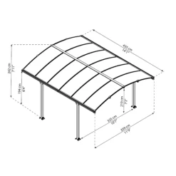 Palram - Canopia Tucson Grey Rectangular Gazebo, (W)4.3m (D)3.59m - Assembly Required -Gardens and Outdoor palram canopia tucson grey rectangular gazebo w 4 3m d 3 59m assembly required7290108601633 01t bq