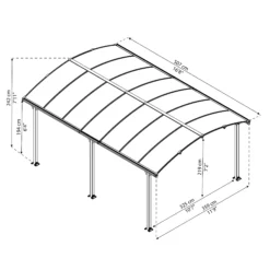 Palram - Canopia Tucson Grey Rectangular Gazebo, (W)5.02m (D)3.59m - Assembly Required -Gardens and Outdoor palram canopia tucson grey rectangular gazebo w 5 02m d 3 59m assembly required7290108601626 01t bq