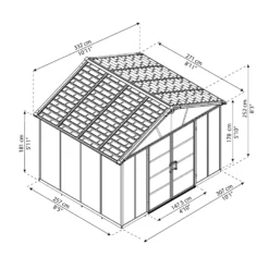 Palram - Canopia Yukon 11x13.1 Apex Dark Grey Plastic Shed -Gardens and Outdoor palram canopia yukon 11x13 1 apex dark grey plastic shed7290108137293 01t BQ