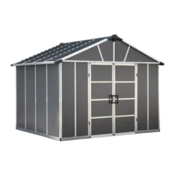 Palram - Canopia Yukon 11x9 Apex Dark Grey Plastic Shed -Gardens and Outdoor palram canopia yukon 11x9 apex dark grey plastic shed7290108137590 03c BQ