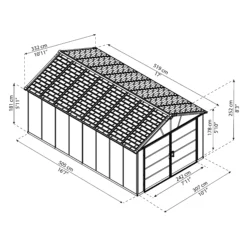 Palram - Canopia Yukon With WPC Floor 11x17.2 Apex Dark Grey Plastic Shed With Floor -Gardens and Outdoor palram canopia yukon with wpc floor 11x17 2 apex dark grey plastic shed with floor7290108139297 01t BQ