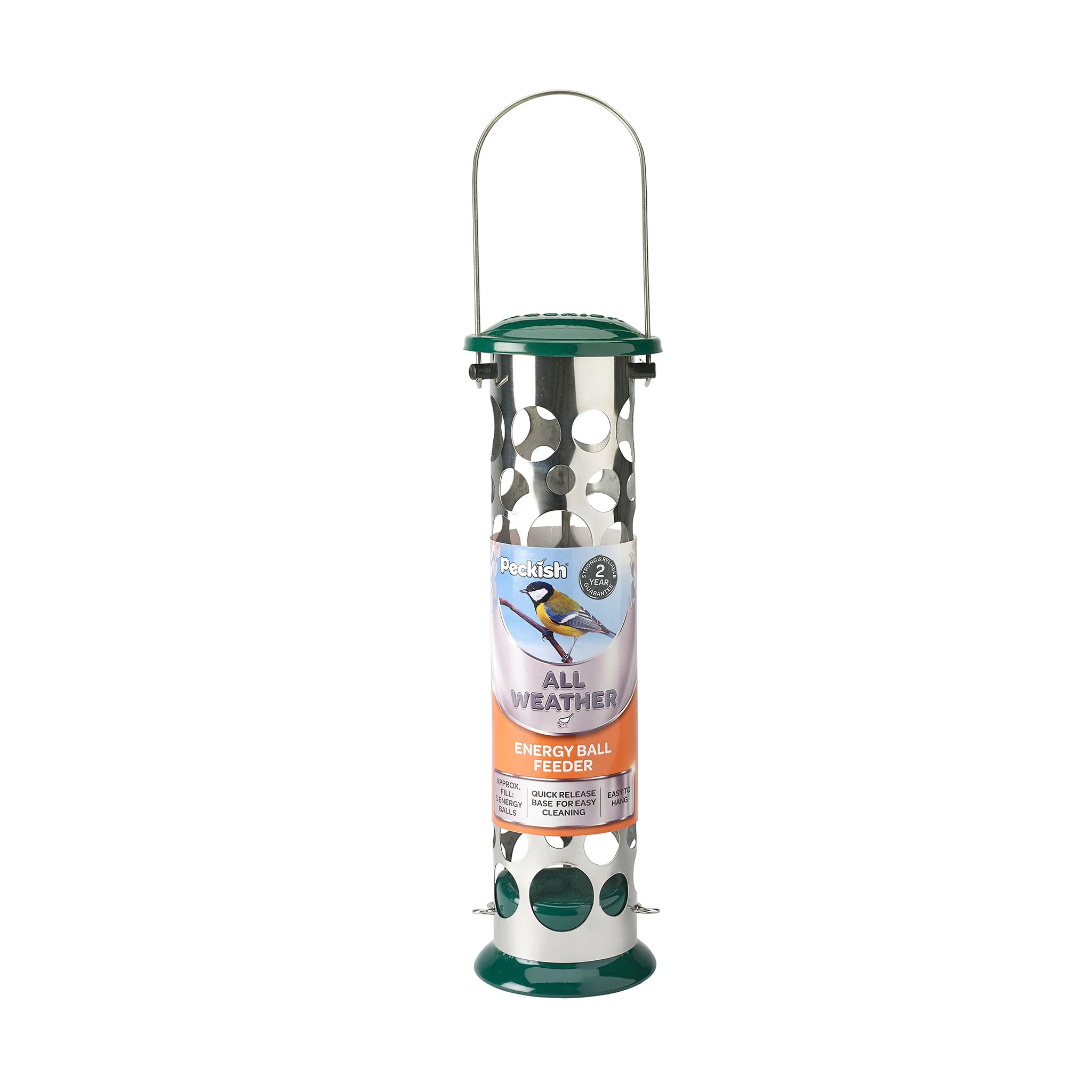Peckish Stainless Steel Energy Ball Green All Weather Bird Feeder 0.7L 3 Peckish Stainless Steel Energy Ball Green All Weather Bird Feeder 0.7L