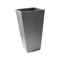 Primeur Sonata Pewter Plain Square Plant Pot (Dia)26cm