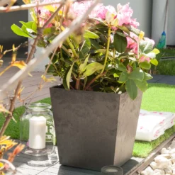 Primeur Sonata Pewter Plain Square Plant Pot (Dia)30cm -Gardens and Outdoor primeur sonata pewter plain square plant pot dia 30cm5907736265206 01i bq