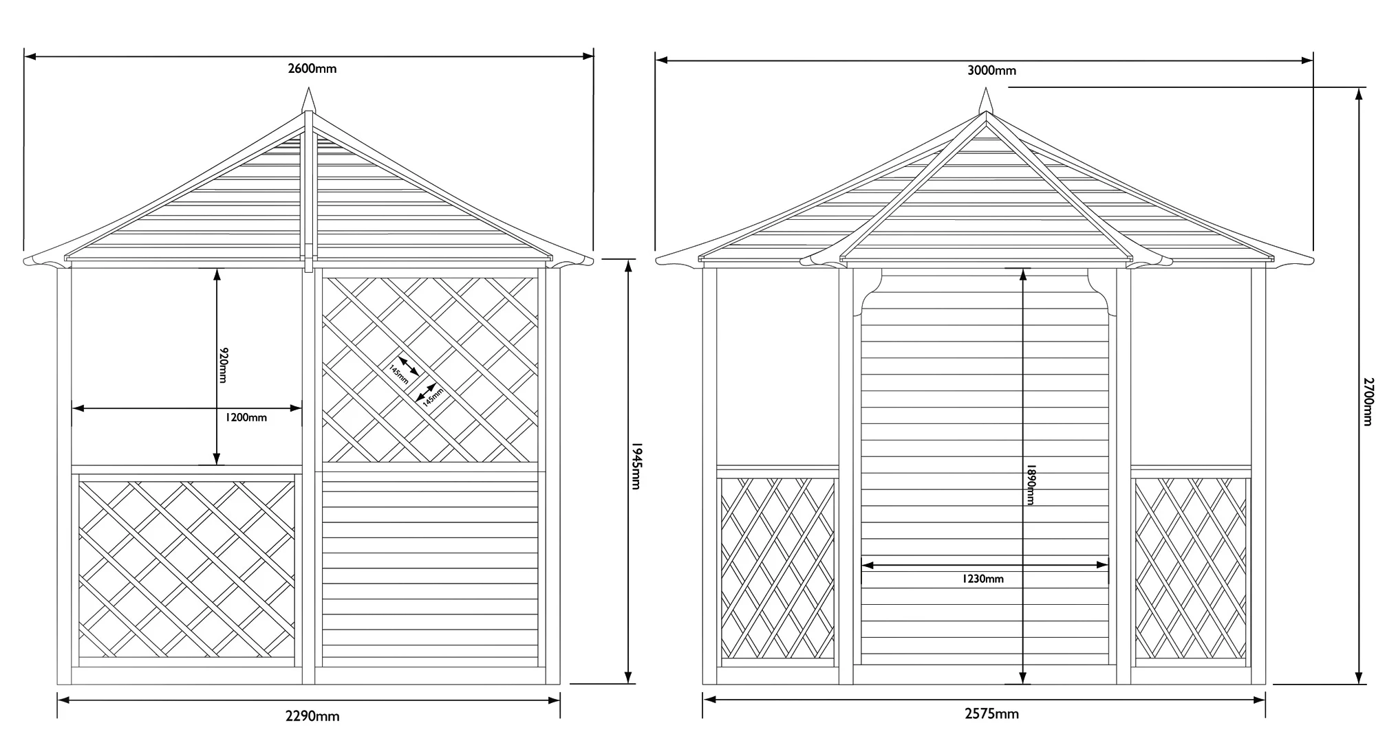 Rowlinson Gainsborough Natural Hexagonal Gazebo, (W)3m (D)2.6m - Assembly Required 4 Rowlinson Gainsborough Natural Hexagonal Gazebo, (W)3m (D)2.6m - Assembly Required - Image 2