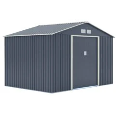 Rowlinson Trentvale 10x8 Apex Dark Grey Metal Shed -Gardens and Outdoor rowlinson trentvale 10x8 apex dark grey metal shed5013856206262 03c bq