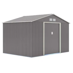 Rowlinson Trentvale 10x8 Apex Light Grey Metal Shed -Gardens and Outdoor rowlinson trentvale 10x8 apex light grey metal shed5013856206231 03c bq