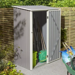 Rowlinson Trentvale 5x3 Pent Light Grey Metal Shed -Gardens and Outdoor rowlinson trentvale 5x3 pent light grey metal shed5013856206330 01i bq