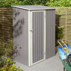 Rowlinson Trentvale 5x3 Pent Light Grey Metal Shed -Gardens and Outdoor rowlinson trentvale 5x3 pent light grey metal shed5013856206330 02i bq