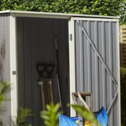 Rowlinson Trentvale 5x3 Pent Light Grey Metal Shed -Gardens and Outdoor rowlinson trentvale 5x3 pent light grey metal shed5013856206330 39c bq