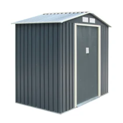 Rowlinson Trentvale 6x4 Apex Dark Grey Metal Shed -Gardens and Outdoor rowlinson trentvale 6x4 apex dark grey metal shed5013856206309 03c bq