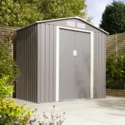 Rowlinson Trentvale 6x4 Pent Light Grey Metal Shed -Gardens and Outdoor rowlinson trentvale 6x4 pent light grey metal shed5013856206293 04i bq