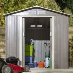 Rowlinson Trentvale 6x4 Pent Light Grey Metal Shed -Gardens and Outdoor rowlinson trentvale 6x4 pent light grey metal shed5013856206293 05i bq