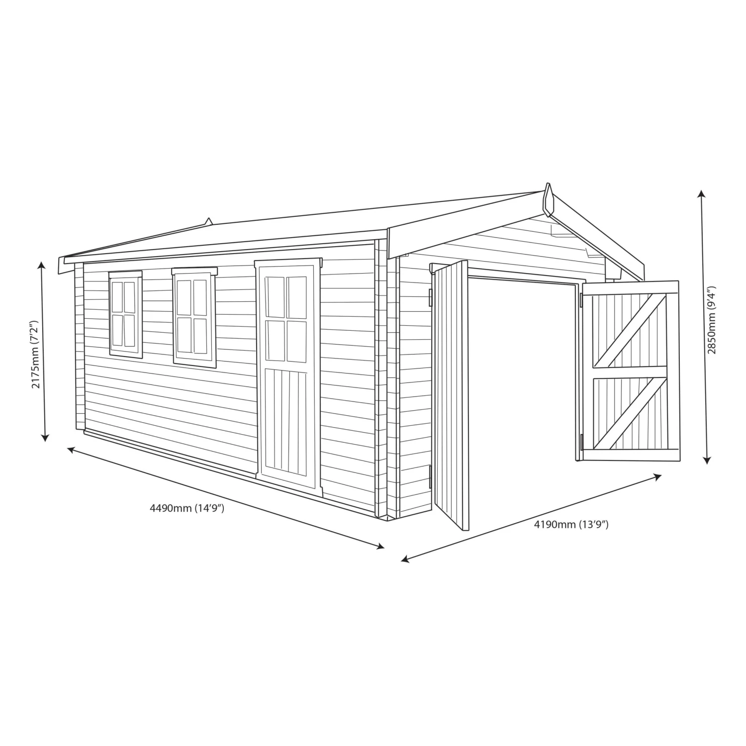 Shire 15x14 Bradenham Wooden Garage - Assembly Service Included 8 Shire 15x14 Bradenham Wooden Garage - Assembly Service Included - Image 6