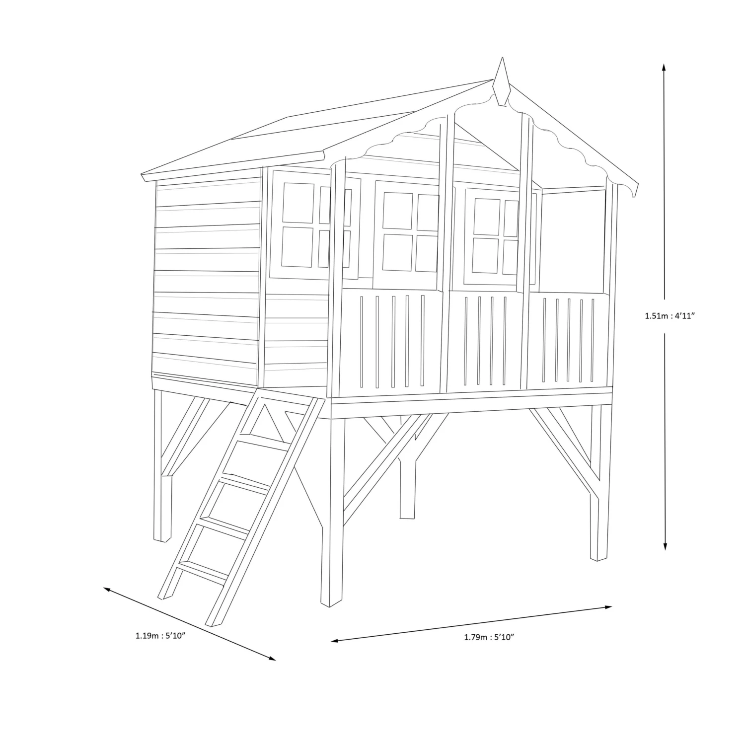 Shire 6x6 Stork Whitewood Pine Playhouse Assembly Required 8 Shire 6x6 Stork Whitewood Pine Playhouse Assembly Required - Image 6