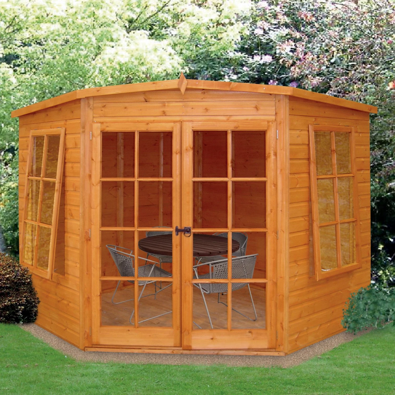 Shire 7x7 Glass Pent Shiplap Wooden Summer House - Base Not Included 6 Shire 7x7 Glass Pent Shiplap Wooden Summer House - Base Not Included - Image 4