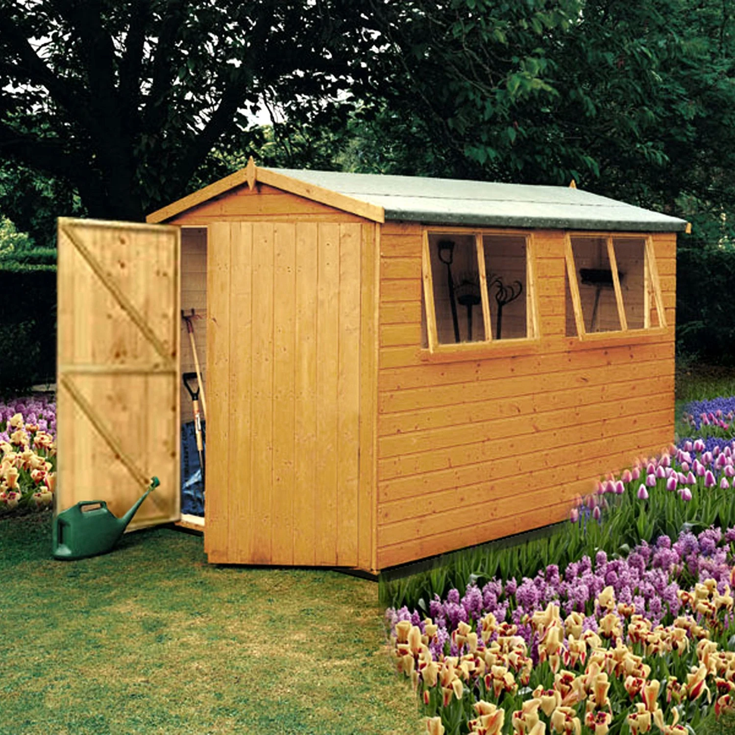 Shire Atlas 10x8 Ft Apex Shiplap Wooden 2 Door 2 Windows Shed With Floor - Assembly Service Included 3 Shire Atlas 10x8 Ft Apex Shiplap Wooden 2 Door 2 Windows Shed With Floor - Assembly Service Included