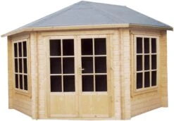 Shire Belvoir 10x10 Glass Apex Tongue & Groove Wooden Cabin - Base Not Included