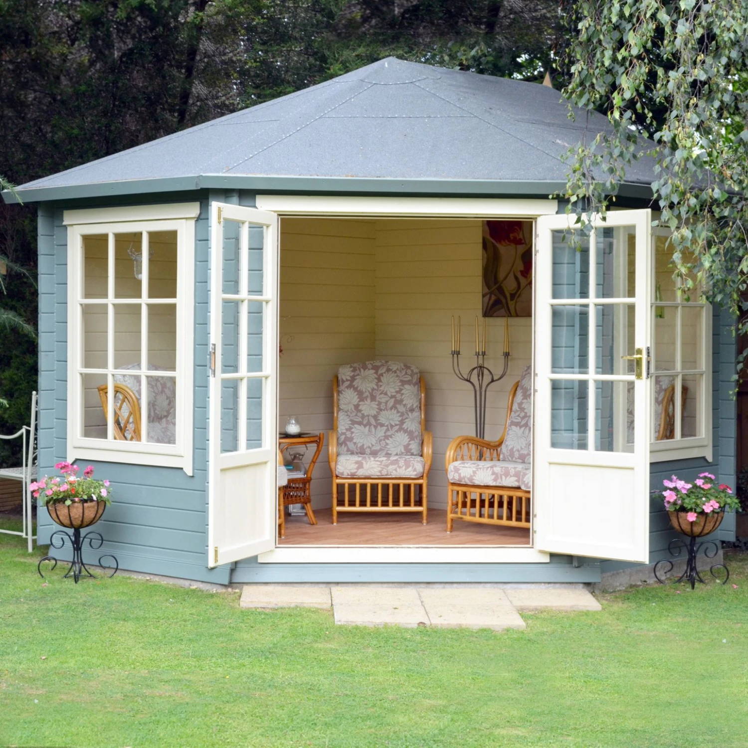 Shire Belvoir 10x10 Toughened Glass Apex Tongue & Groove Wooden Cabin - Base Not Included 10 Shire Belvoir 10x10 Toughened Glass Apex Tongue & Groove Wooden Cabin - Base Not Included - Image 8
