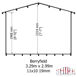 Shire Berryfield 11x10 Eco Glass Apex Tongue & Groove Wooden Cabin - Base Not Included -Gardens and Outdoor shire berryfield 11x10 eco glass apex tongue groove wooden cabin base not included5019804112302 01t bq