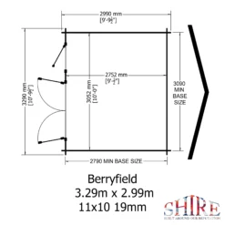 Shire Berryfield 11x10 Eco Glass Apex Tongue & Groove Wooden Cabin - Base Not Included -Gardens and Outdoor shire berryfield 11x10 eco glass apex tongue groove wooden cabin base not included5019804112302 03t bq