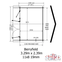 Shire Berryfield 11x8 Glass Apex Tongue & Groove Wooden Cabin - Base Not Included -Gardens and Outdoor shire berryfield 11x8 glass apex tongue groove wooden cabin base not included5019804112296 02t bq