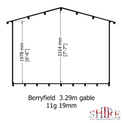 Shire Berryfield 11x8 Glass Apex Tongue & Groove Wooden Cabin - Base Not Included -Gardens and Outdoor shire berryfield 11x8 glass apex tongue groove wooden cabin base not included5019804112296 03t bq