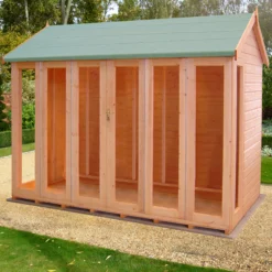 Shire Blenheim 10x8 Apex Shiplap Wooden Summer House With Bi-fold Door -Gardens and Outdoor shire blenheim 10x8 apex shiplap wooden summer house with bi fold door5019804111206 04i bq