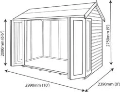 Shire Blenheim 10x8 Glass Bi-fold Door Apex Shiplap Wooden Summer House - Base Not Included -Gardens and Outdoor shire blenheim 10x8 glass bi fold door apex shiplap wooden summer house base not included5019804225491 02t