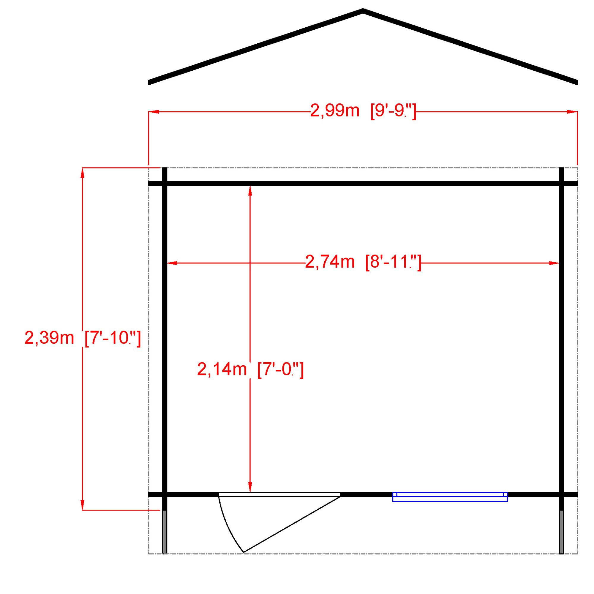 Shire Bucknells 10x8 Toughened Glass Apex Tongue & Groove Wooden Cabin - Base Not Included 5 Shire Bucknells 10x8 Toughened Glass Apex Tongue & Groove Wooden Cabin - Base Not Included - Image 3