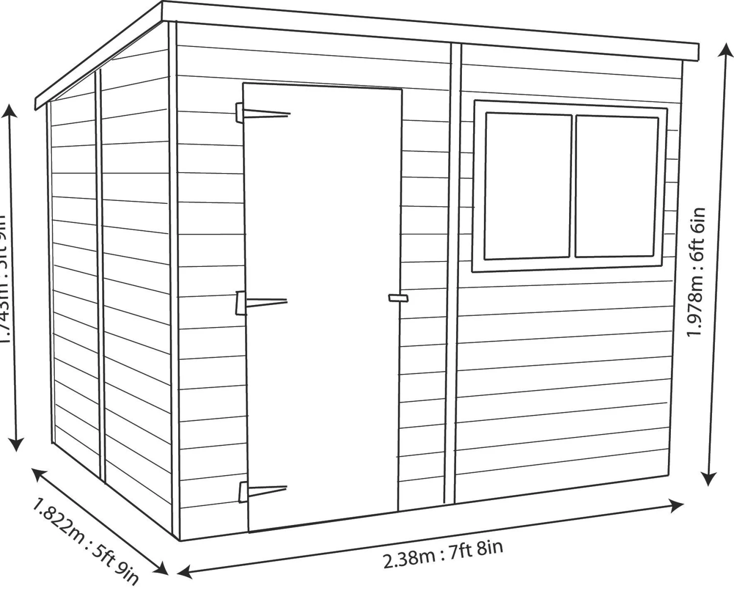 Shire Caldey 8x6 Ft Pent Shiplap Wooden Shed With Floor (Base Included) 12 Shire Caldey 8x6 Ft Pent Shiplap Wooden Shed With Floor (Base Included) - Image 10