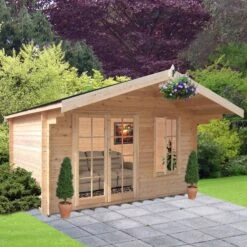 Shire Cannock 10x10 Ft Apex Tongue & Groove Wooden Cabin With Felt Tile Roof - Assembly Service Included -Gardens and Outdoor shire cannock 10x10 ft apex tongue groove wooden cabin with felt tile roof assembly service included5019804111312 03i bq