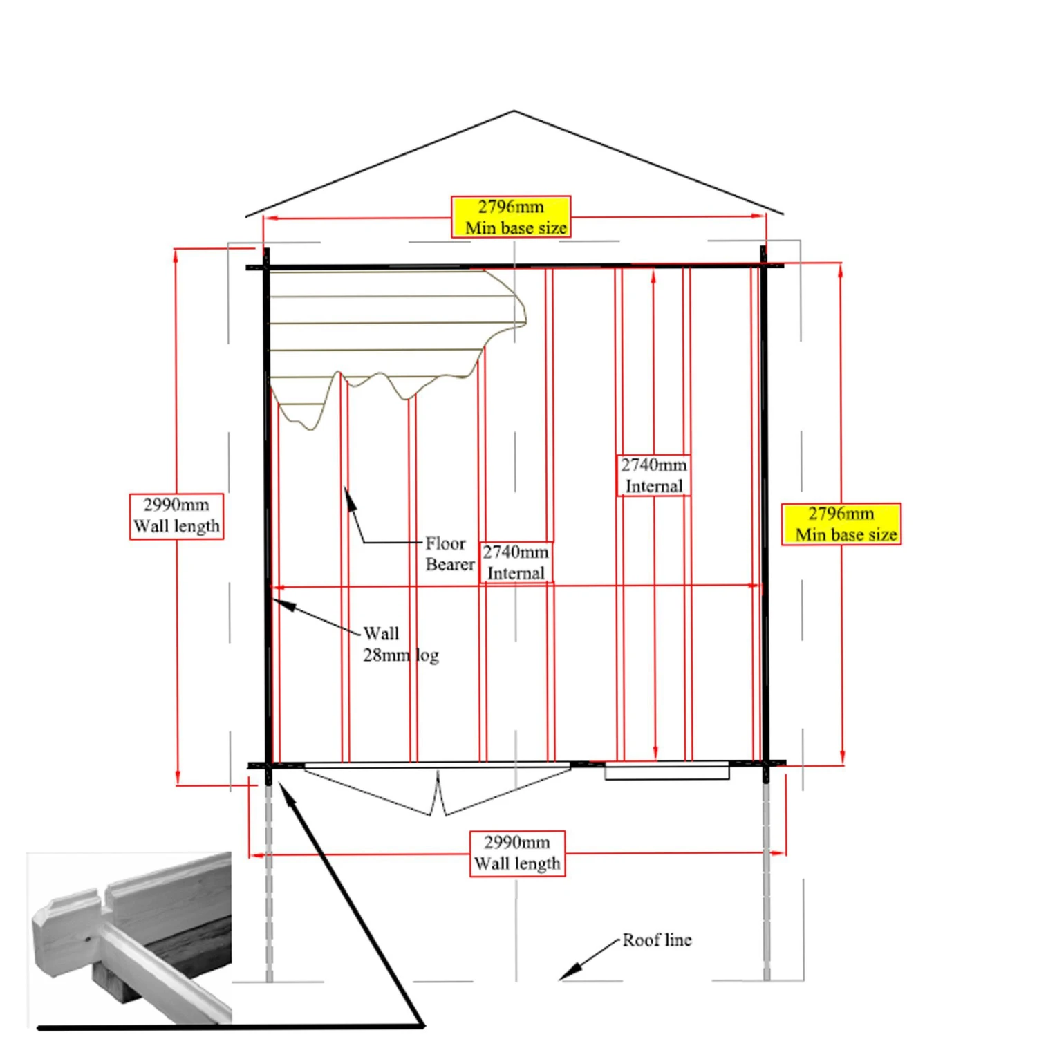Shire Cannock 10x10 Ft Toughened Glass Apex Tongue & Groove Wooden Cabin With Felt Tile Roof 8 Shire Cannock 10x10 Ft Toughened Glass Apex Tongue & Groove Wooden Cabin With Felt Tile Roof - Image 6