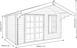 Shire Cannock 10x8 Glass Apex Tongue & Groove Wooden Cabin - Base Not Included -Gardens and Outdoor shire cannock 10x8 glass apex tongue groove wooden cabin base not included5019804311095 03t