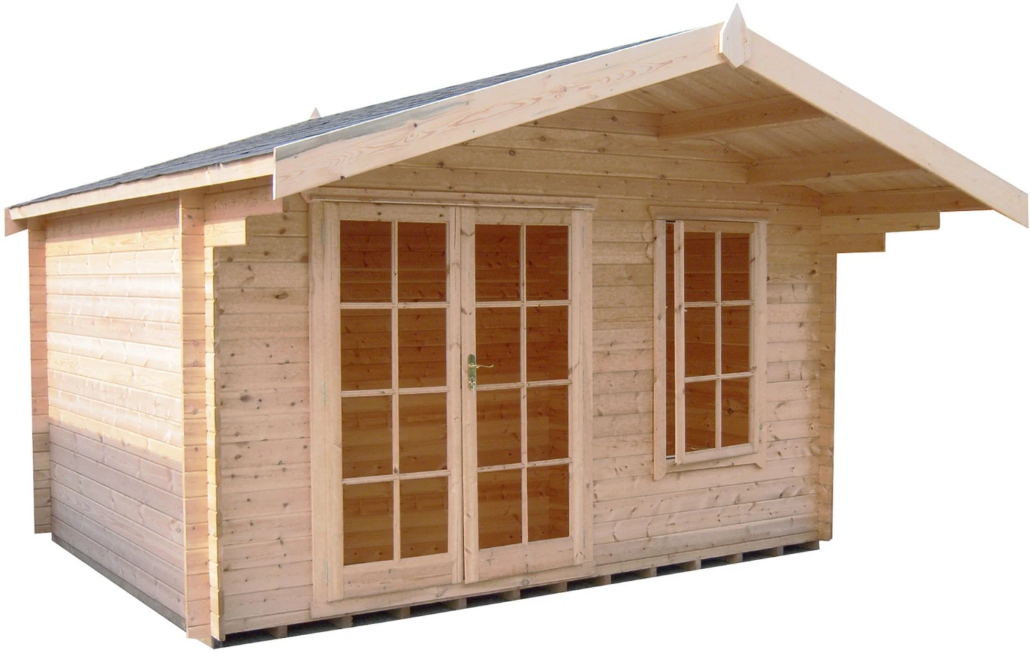 Shire Cannock 10x8 Toughened Glass Apex Tongue & Groove Wooden Cabin - Base Not Included 3 Shire Cannock 10x8 Toughened Glass Apex Tongue & Groove Wooden Cabin - Base Not Included