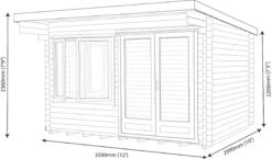 Shire Danbury 12x10 Glass Pent Tongue & Groove Wooden Cabin - Base Not Included -Gardens and Outdoor shire danbury 12x10 glass pent tongue groove wooden cabin base not included5019804414611 03t