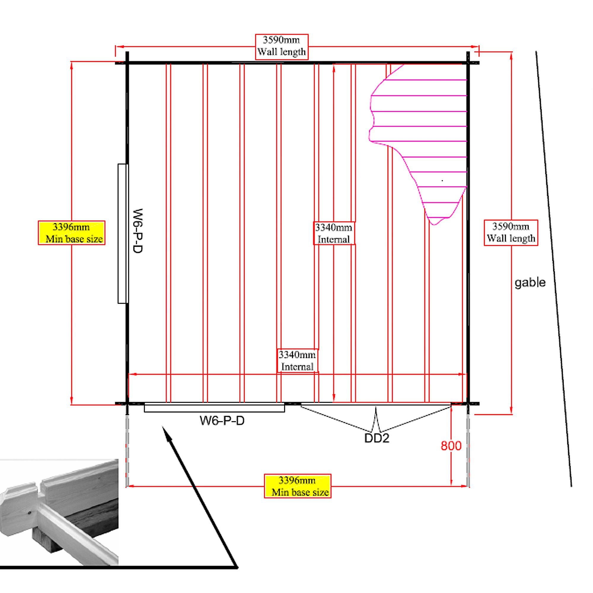 Shire Danbury 12x12 Glass Pent Tongue & Groove Wooden Cabin - Base Not Included 10 Shire Danbury 12x12 Glass Pent Tongue & Groove Wooden Cabin - Base Not Included - Image 8