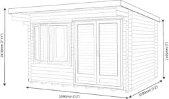 Shire Danbury 12x12 Toughened Glass Pent Tongue & Groove Wooden Cabin - Base Not Included -Gardens and Outdoor shire danbury 12x12 toughened glass pent tongue groove wooden cabin base not included5019804414734 01t