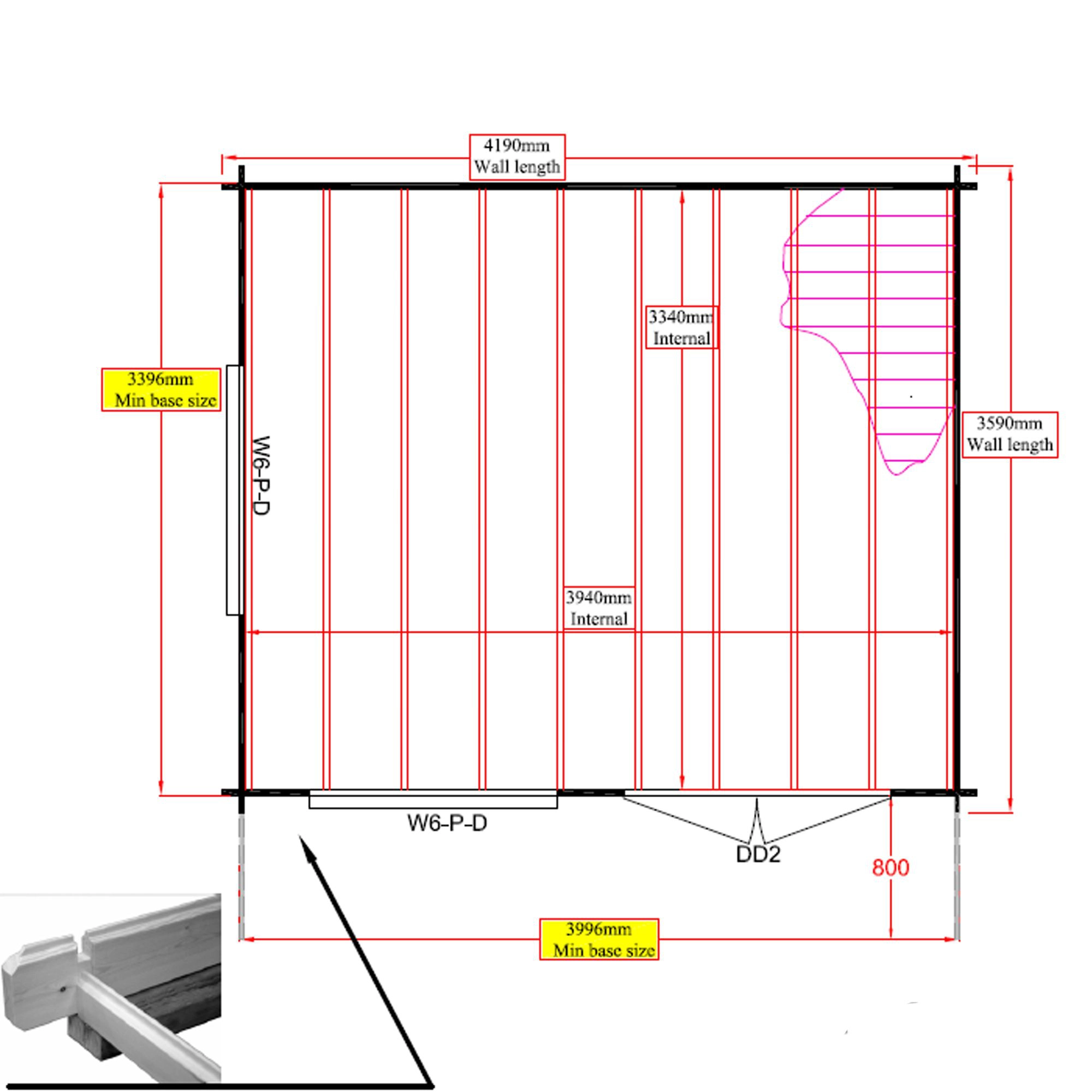 Shire Danbury 14x12 Glass Pent Tongue & Groove Wooden Cabin - Base Not Included 9 Shire Danbury 14x12 Glass Pent Tongue & Groove Wooden Cabin - Base Not Included - Image 7