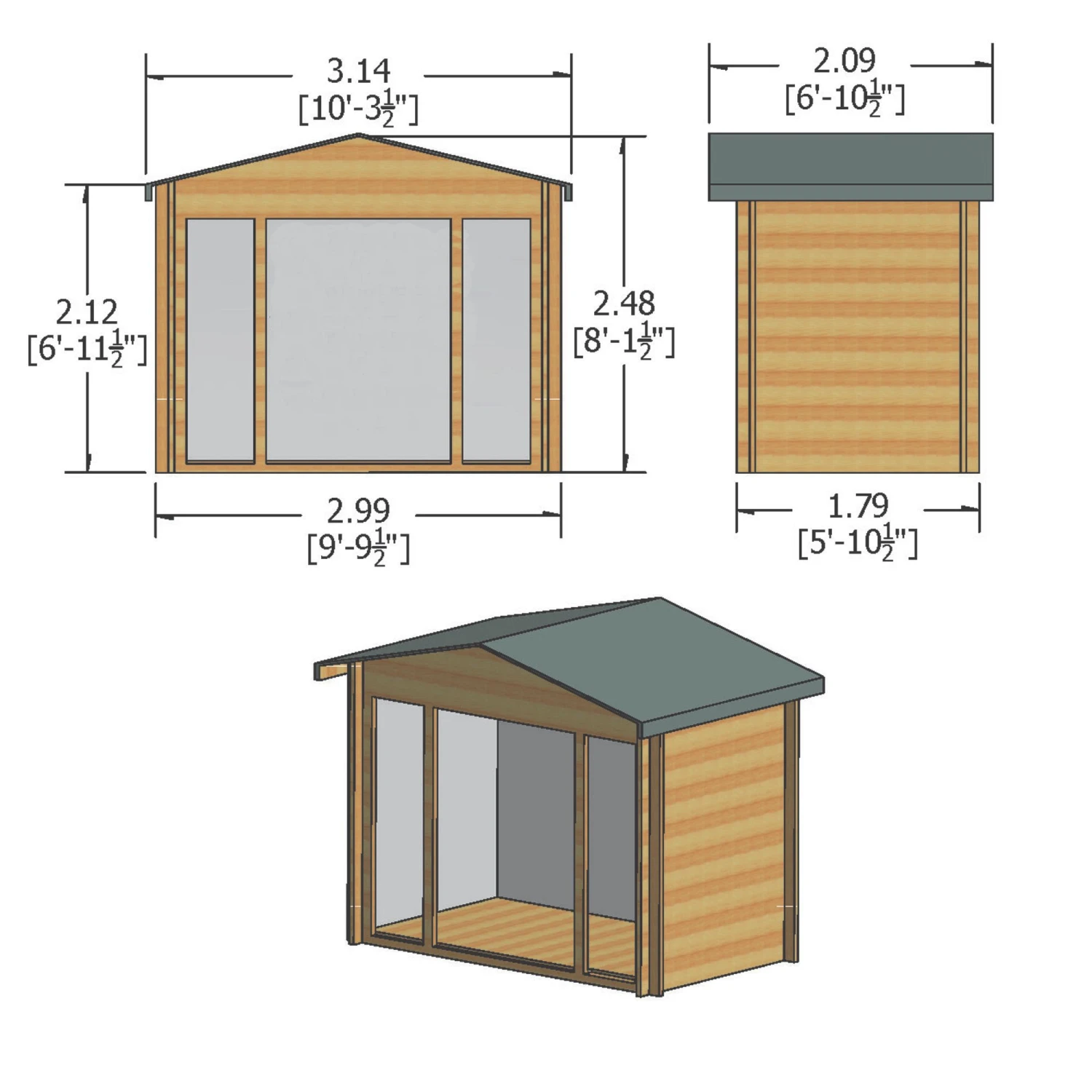 Shire Epping 10x6 Ft Toughened Glass Apex Tongue & Groove Wooden Cabin With Tile Roof - Assembly Service Included 5 Shire Epping 10x6 Ft Toughened Glass Apex Tongue & Groove Wooden Cabin With Tile Roof - Assembly Service Included - Image 3