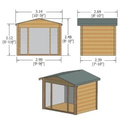 Shire Epping 10x8 Ft Toughened Glass Apex Tongue & Groove Wooden Cabin With Tile Roof -Gardens and Outdoor shire epping 10x8 ft toughened glass apex tongue groove wooden cabin with tile roof5019804119523 01t bq