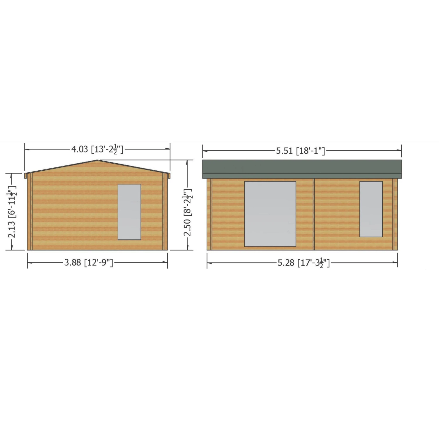 Shire Firestone 13x17 Ft Toughened Glass Apex Tongue & Groove Wooden Cabin With Tile Roof - Assembly Service Included 4 Shire Firestone 13x17 Ft Toughened Glass Apex Tongue & Groove Wooden Cabin With Tile Roof - Assembly Service Included - Image 2